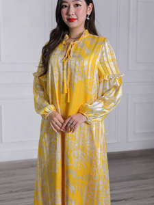 Robe longue et extralongue Jalaiba, style turc simple, exquise et luxueuse, à manches longues - Product Image 3