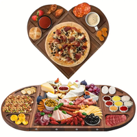 Ensemble de planche à charcuterie magnétique en acacia Plateau de service en bois unique en 3 parties Grande planche à fromage 26x13in pour les fêtes Plateaux de rangement