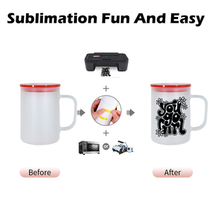 Nouvelle tasse en verre avec couvercle, 17 oz, pour sublimation, bonbons, bière, tasses à café avec poignée et couvercles colorés - Product Image 5