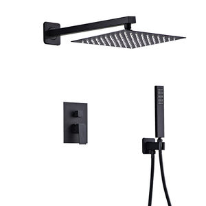 China Black <b>Shower</b> Head <b>Set</b> Concealed Rain Rainfall Bathroom Complete Wall Mounted Brass Water Tap Hot <b>Bath</b> <b>Shower</b> System - Product Image 1