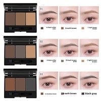 Palette de poudre à sourcils mate 3 couleurs, marque privée, imperméable, résistante à la transpiration, multi-usages, kit de maquillage pour le contour des sourcils avec pinceau, cosmétiques