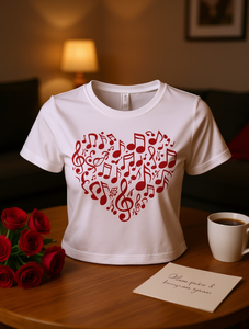 T-shirt da donna a maniche corte con stampa di cuori di San Valentino, girocollo, vestibilità regolare, 100% cotone, top casual per tutte le stagioni - Product Image 2