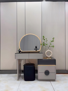 Table de maquillage moderne avec miroir éclairé et tiroirs de rangement pour meubles de chambre - Product Image 1