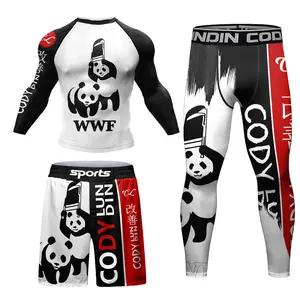 Camiseta esportiva masculina de compressão Cody Lundin com logotipo personalizado, camiseta protetora solar de poliéster para natação, surf, Jiu Jitsu, BJJ Rashguard