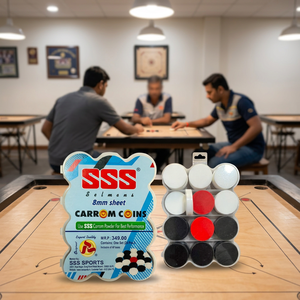 8mm Plastic Carrom Coins Set Wavy Corners Full Color Printing Blister Packaging-White/Black/Red Discs for Carrom <b>Board</b> Games - Product Image 2