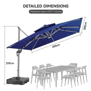 Sombrilla de Exterior Personalizada de 280 Gramos de Poliéster, Color Azul Marino/Azul Claro, Resistente, con Energía Solar LED, para Hotel, <span class=keywords><strong>Patio</strong></span>, Jardín - Product Image 5