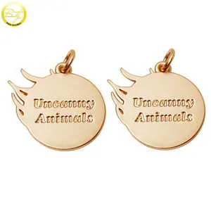 Eco-friendly Brand Name Gold Jewelry Tags Custom Engraved Logo Pendant Metal Hang Charms For Wine Bottle