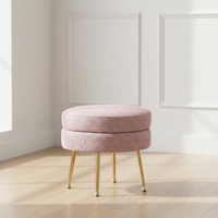 Pouf ottoman moderne de luxe avec pieds en métal, chaise de salle à manger en velours coloré pour restaurant, hôtel, café, villa