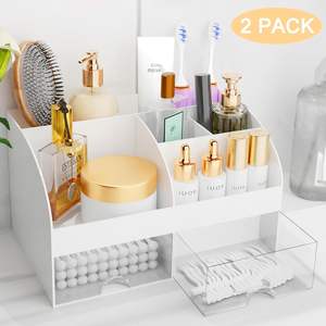 Organisateur de maquillage à <span class=keywords><strong>tiroirs</strong></span>, rangement cosmétique pour coiffeuse, comptoir de salle de bain, support de beauté pour rouges à lèvres, pinceaux et soins de la peau - Product Image 2