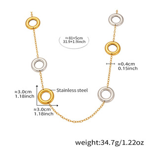 金色链条女式不规则项链时尚长项链圆形电镀毛衣项链 - Product Image 5