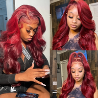 Perruque Lace Front HD en Cheveux Humains 99J Bourgogne 13x4 13x6, Ondulée, Lisse, Ondulée Profonde pour Femmes Noires, Cheveux Vietnamiens Bruts – Vente en Gros