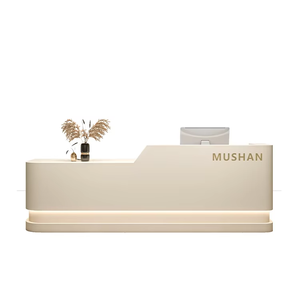 مكتب استقبال حديث بسيط من الخشب الصلب لمستشفى الأسنان وصالونات التجميل بتصميم مربع للاستخدام التجاري. - Product Image 1