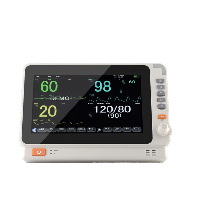 HSTAR 12S 6-Parameter Patient Monitor (ECG/NIBP/SpO2/Temp/Resp/PR) 7-inch TFT Touch Screen Built-in Lithium Battery (3 Hours)