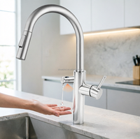 Robinet de cuisine et de salle de bain Shuaiziqi à capteur sans contact 2-en-1 avec affichage LED de la température, rotation à 360°, idéal pour hôtels et hôpitaux