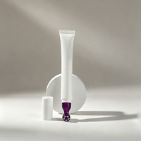 Tube souple en plastique de 15 ml et 20 ml avec applicateur à 5 billes biseautées, tube de crème pour les yeux rotatif, tube cosmétique ovale massant avec bouchon rotatif