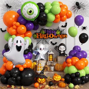 Kit d'arche de ballons d'Halloween blancs DIY, avec ballons en aluminium 4D (araignée, noir, chrome, argent, disco), toile d'araignée, yeux d'<span class=keywords><strong>horreur</strong></span> et fantômes en latex, pour décoration de fête - Product Image 4