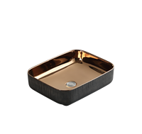 Lavabo rectangulaire en céramique et granit, design moderne et luxueux, pour salle de bain d'hôtel, à poser sur le plan.