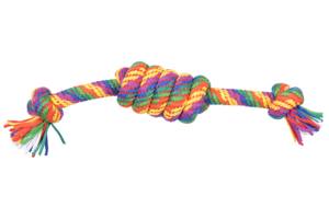 Fabrika toptan Pet çiğneme oyuncaklar interaktif dayanıklı eğitim gökkuşağı renk örgülü düğümlü halat köpek oyuncak - Product Image 2