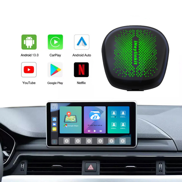 New Auto Electronics Carplay AI Box Android 13 Support Plug and Play Install with 1-Year Warranty