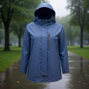 Giacca con Cappuccio Ellen Rose per Donna Taglie Forti FD-14 Impermeabile Antivento S-3XL Abbigliamento Outdoor - Product Image 3