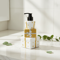Flacon pompe 480 ml en PET doré pour soins de la peau, shampoing, lotion, gel douche, nettoyant visage, impression sérigraphique, coffret cadeau de Noël