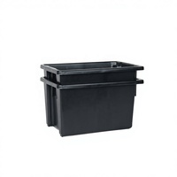 Caisse de rangement en plastique noire recyclée populaire en Australie, 52 L, empilable, avec couvercle, pour la distribution et la logistique