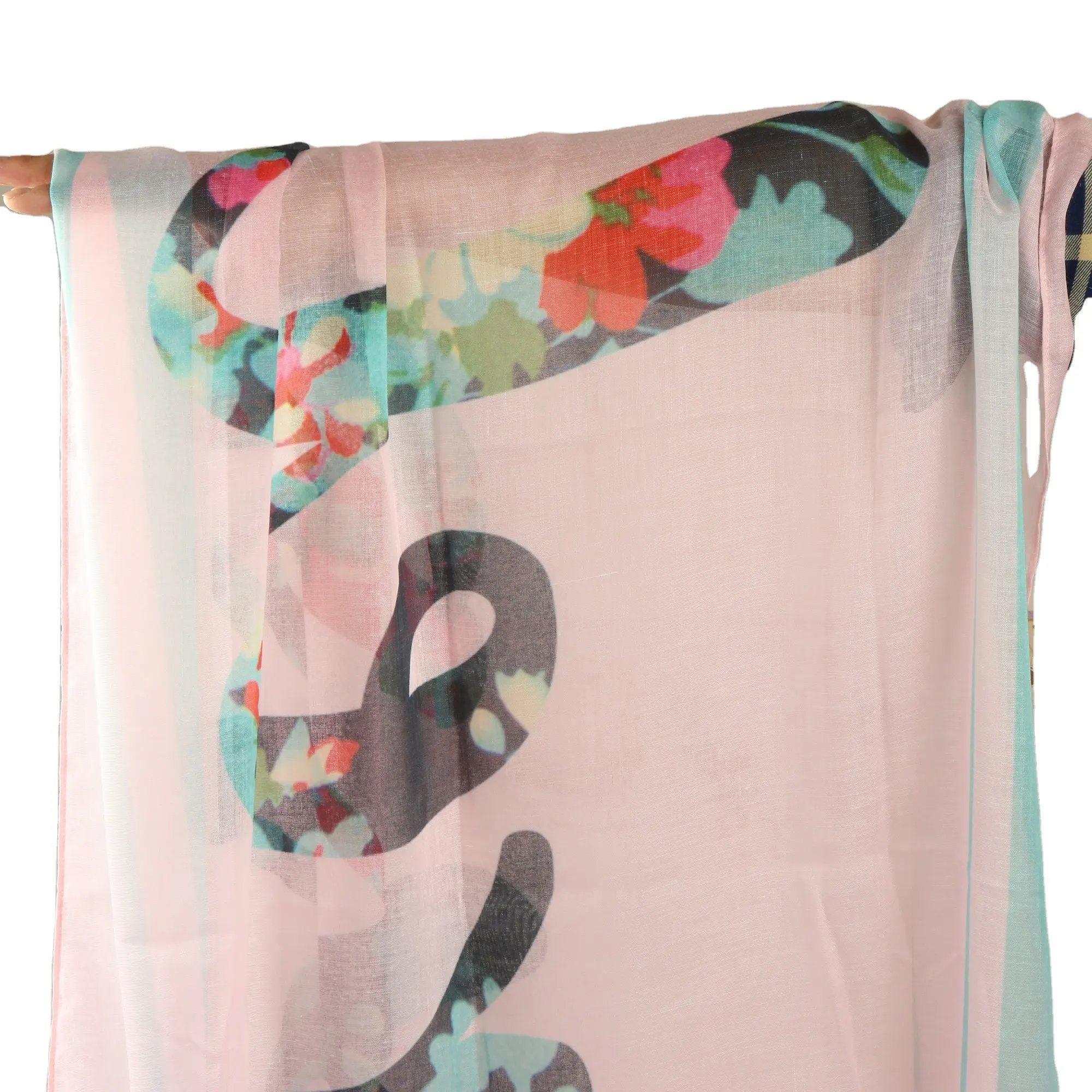 Embroidered Long Silk Scarf