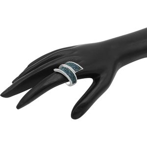 แหวนเพชร Jewelspaark 1.51 กะรัต ทรงกลมสีขาวน้ำเงินเจียระไนแบบบริลเลียนท์ เงินแท้ 925 สำหรับผู้หญิง - Product Image 4