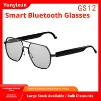 Lunettes intelligentes transfrontalières GS12 photochromiques, compatibles avec la musique, l'audio et la traduction IA