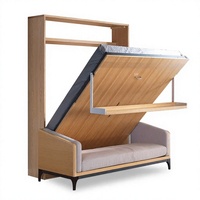 Lit escamotable Queen Size en bois avec bureau intégré et rangement pour chambre et appartement
