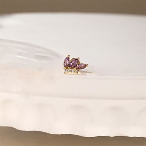 Pendientes de Plata S925 con Amatista Natural y Borla en Forma de Corona, de Doble Uso - Product Image 3