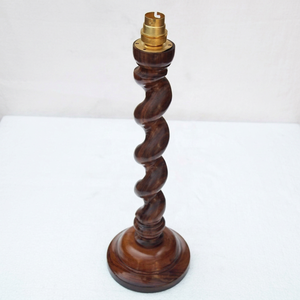 Eco-Friendly Polished Living Room & Bed Room Decor Wooden <b>Lamp</b> with Round Base & Twisted Design in <b>Antique</b> Finish - Product Image 1