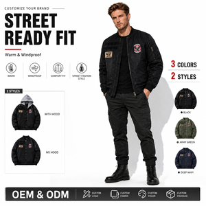 Giacca Bomber Vintage in Pelle e Tela CWU-45 <span class=keywords><strong>Top</strong></span> Gun da Uomo, Traspirante, Invernale, per Esterni, con Logo Personalizzato - Product Image 1