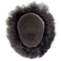 Systèmes de cheveux humains vierges indiens # Perruque complète en dentelle ondulée de 8 mm, couleur 1b10, pour hommes noirs