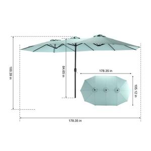 Parapluie de jardin rectangulaire double face de 14.8 pieds, grand patio avec manivelle de forme carrée, rayon de 3m pour les hôtels de cour - Product Image 1