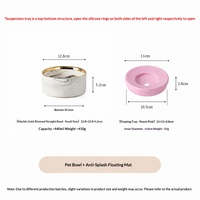 Bol en céramique à motif marbre avec rebord droit, plateau flottant anti-renversement et anti-débordement, protection du cou, pour l'alimentation des chats et des chiens
