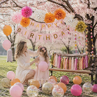 Guirlande de ballons rose vif et or pour fête, décorations de fête, guirlande à pompons, fournitures de fête, décorations de salon