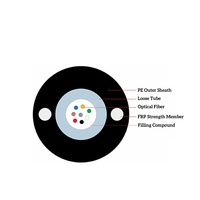 Câble à fibres optiques GYFXY extérieur à tube central lâche avec deux FRP parallèles, 2, 6, 12, 24 cœurs, 12 fibres, pour conduit aérien, monomode