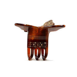 Pinza de Pelo Elegante con Diseño de Mariposa Marrón, con Pedrería, Venta al Por Mayor, Personalizada, de Alta Calidad, USA Glow Brooks Inc - Product Image 4