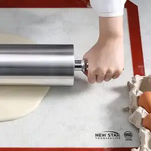 304 rouleau à pâtisserie en acier inoxydable Construction lisse ustensile de cuisine pour la cuisson de la pâte à Pizza - Product Image 3