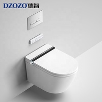 WC intelligent mural de luxe moderne avec cuvette allongée, télécommande, siège chauffant, lumière nocturne incluse, siphon en P