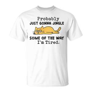 T-shirt pour chat avec citation amusante et motif de chat de dessin animé pour un usage décontracté - Product Image 1