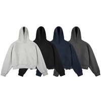 Sweat à capuche court style américain 450G tendance pour hommes et femmes, coupe ample, marque de mode, grandes tailles
