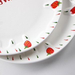Customizable <b>ceramic</b> <b>plates</b> and dishes for home use, featuring a high-quality embossed strawberry design, heat-resistant - Product Image 4