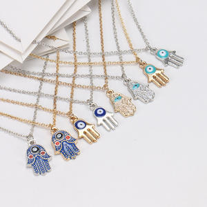 Collier <span class=keywords><strong>main</strong></span> Hamsa amulette pour femmes, collier oeil porte-bonheur, <span class=keywords><strong>pendentif</strong></span> ras du cou, bijoux religieux - Product Image 1