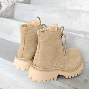 Nuovi <span class=keywords><strong>Stivaletti</strong></span> da Donna con Suola Spessa in Vera Pelle di Vacchetta, <span class=keywords><strong>Tacco</strong></span> <span class=keywords><strong>Medio</strong></span> e Plateau, Stile Britannico per Tutte le Stagioni - Product Image 6