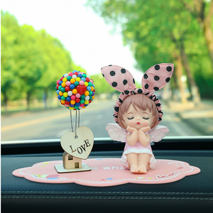 Ruijie Cartoon Doll Car Ornament With <b>Balloon</b> Love Sign <b>Decorative</b> Interior Accessory For Car Dashboard - Product Image 3