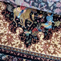 Tapis de sol tissé en modal doux, motif cheval de chasse noir et or, style persan, 60*90cm, pour grossistes