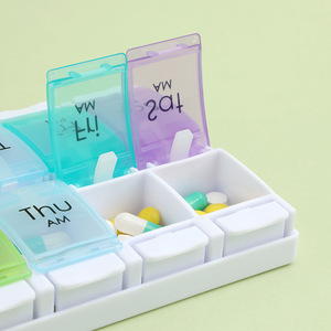 Wholesale Double-Row 14-Cell Press-Type Medicine Box 7-Cell Portable Sub-Packaging Combination Compartment <b>Opening</b> PP Material - Product Image 4