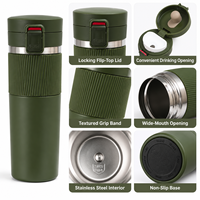 Gobelet isotherme personnalisé en acier inoxydable à double paroi de 16 oz avec couvercle à clapet verrouillable pour cadeaux d'affaires (vente en gros)